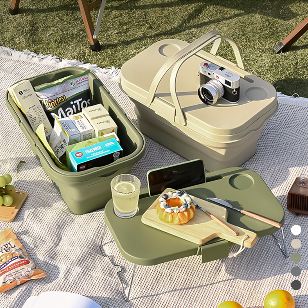 소풍바구니 캠핑 접이식 좌식 사이드 미니보조테이블 폴딩바스켓