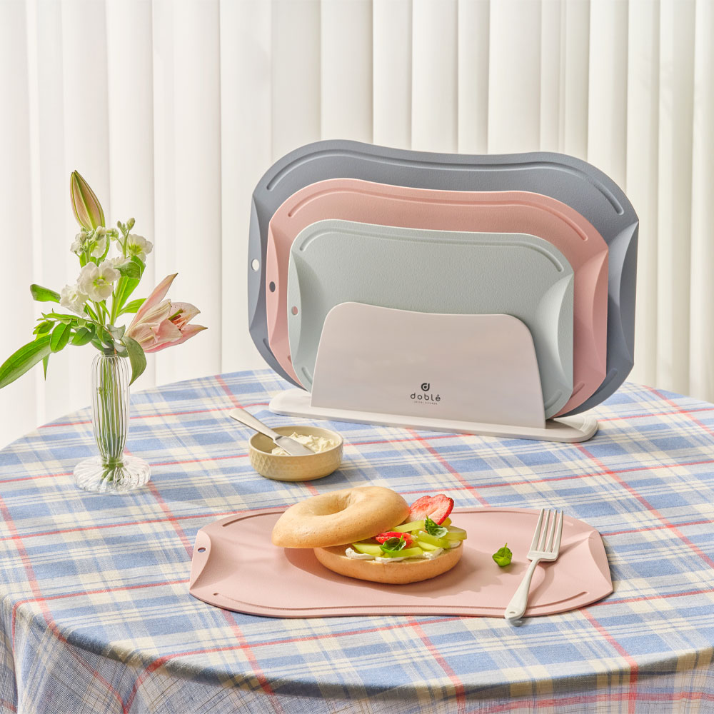 도블레 이유식 항균 도마 세트(스프링 블룸)+도마스탠드