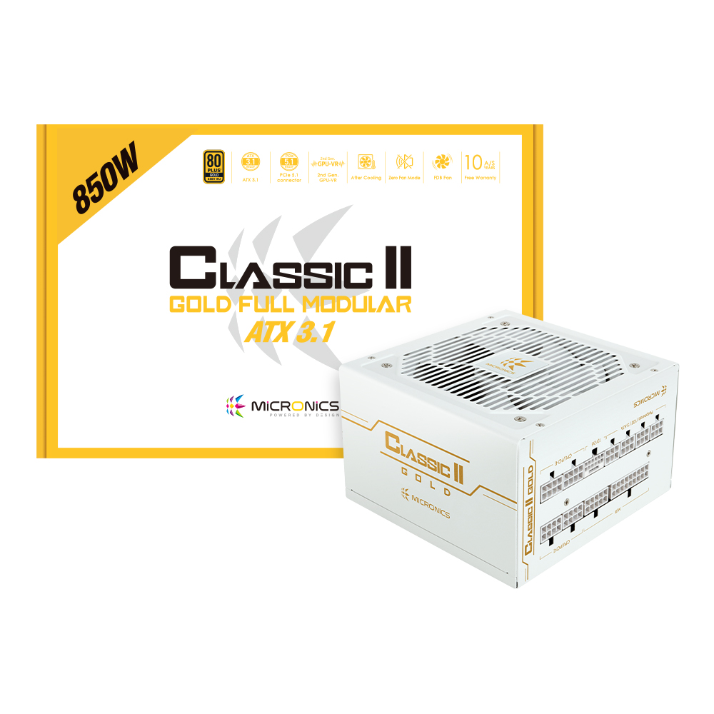 마이크로닉스 Classic II 850W GOLD 풀모듈러 ATX 3.1 화이트 PC 파워 - 메인 이미지