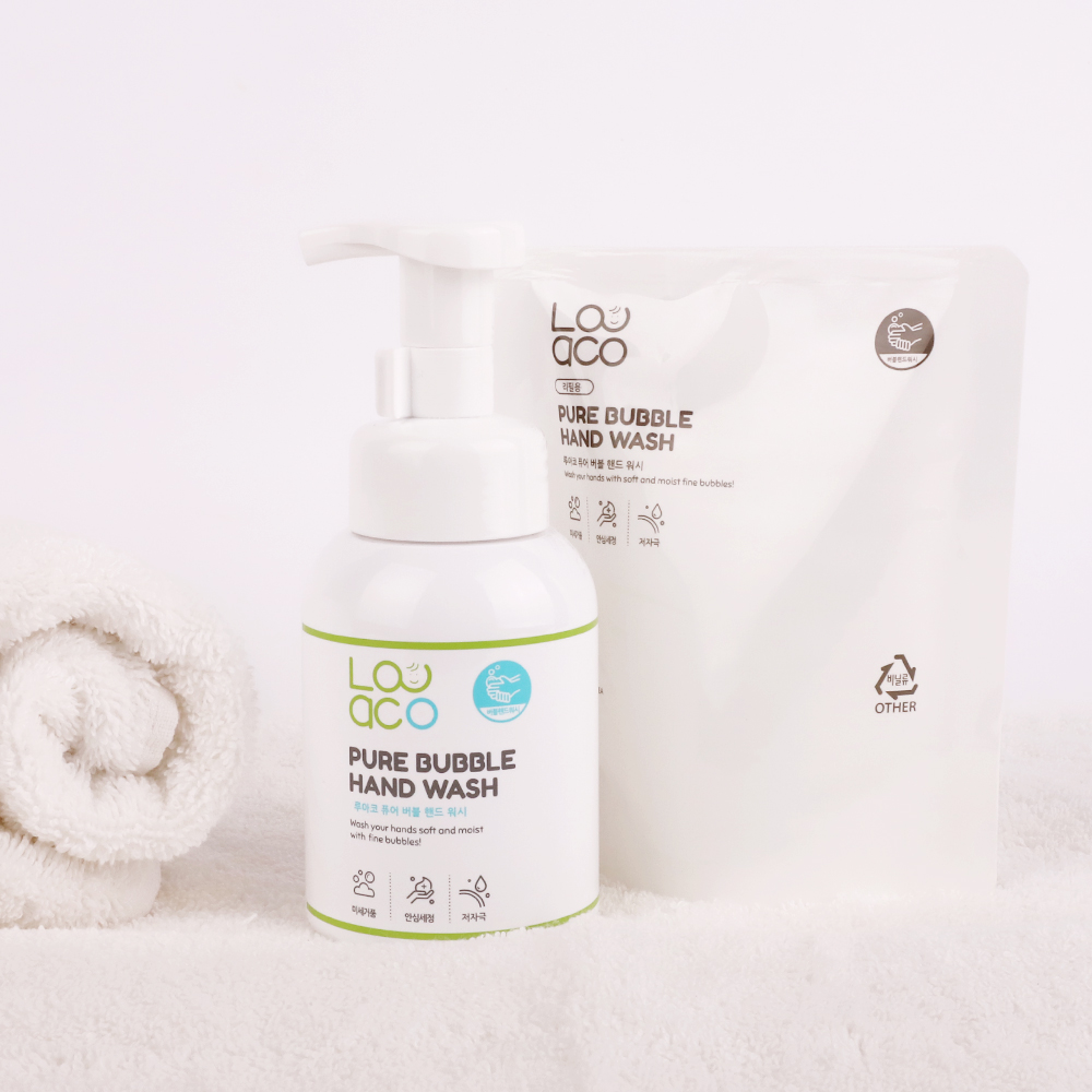 [대용량] 루아코 퓨어버블 핸드워시 거품형 아기 손세정제 본품 300ml 5개+리필 300ml 5개 - 상세 이미지 5