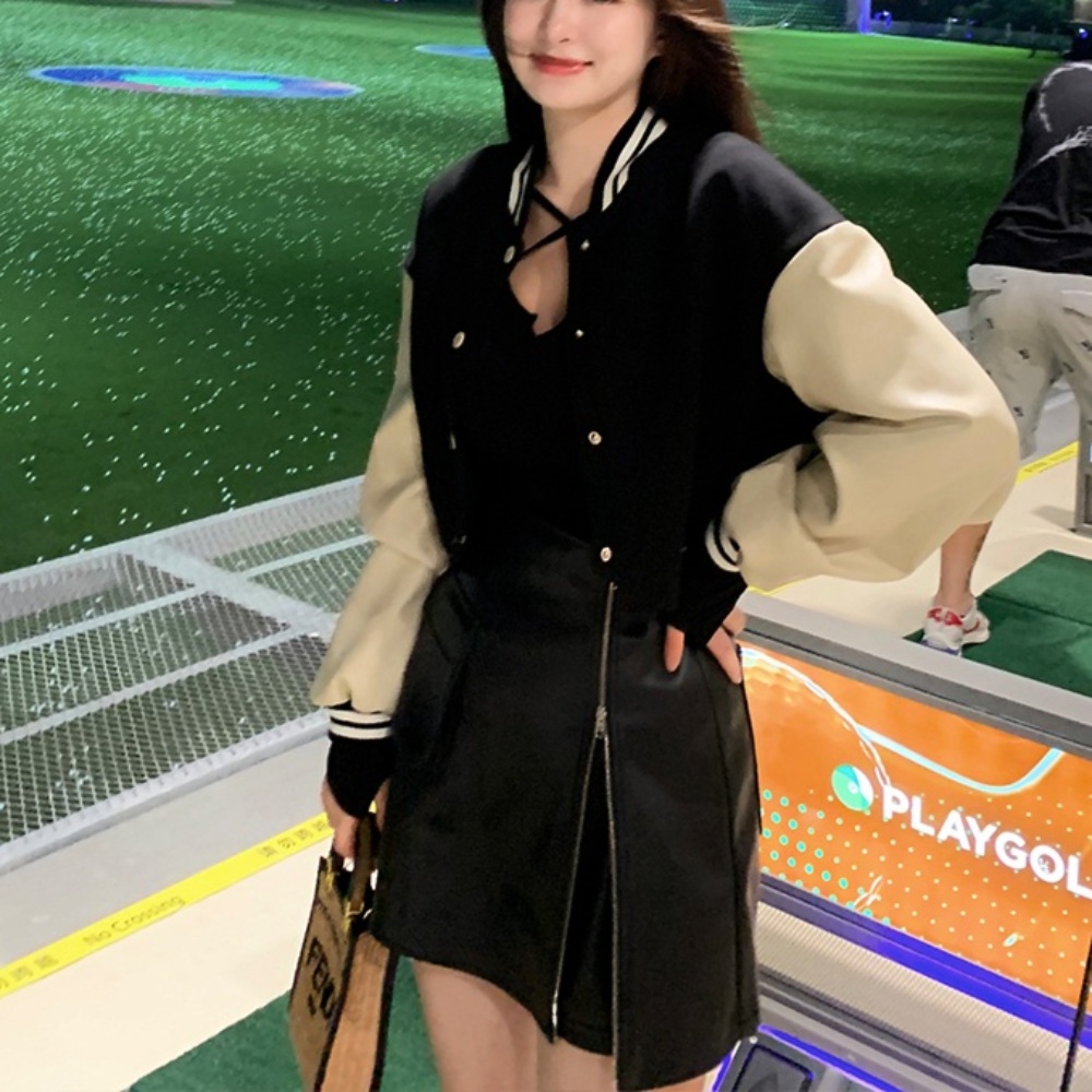 예능 놀던언니 5회 이지혜 가죽 자켓 레더 오버핏 바시티 - 상품 이미지