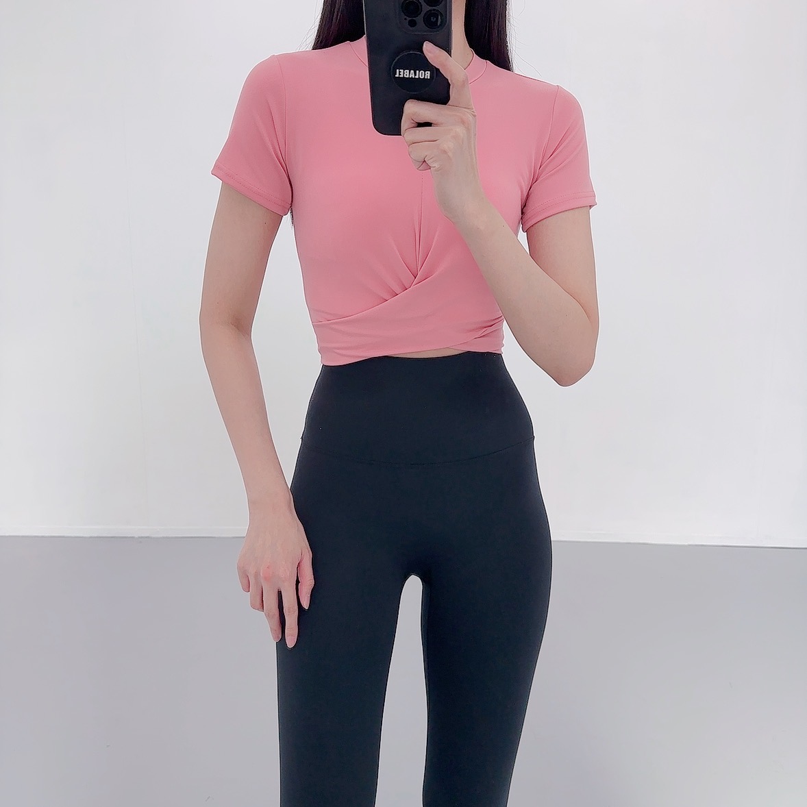 로라벨 풀앤 필라테스복 여성 요가복 필라테스 요가 상의 옷 커버업 운동복 탑 반팔 크롭 - 상세 이미지 2