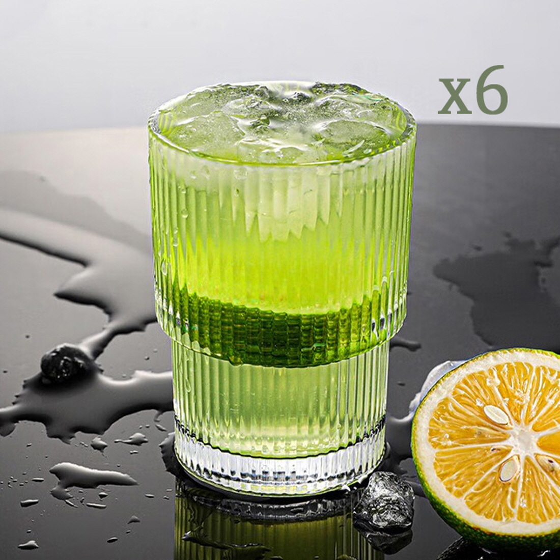 [6잔] 플리츠컵 플랫화이트잔 아인슈페너 아이스아메리카노 스택 잔