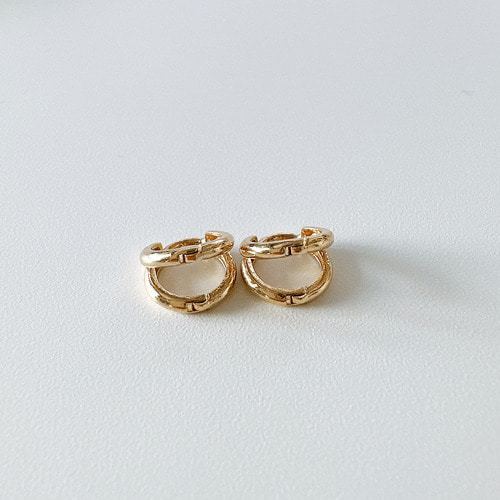 10K 14K 미니 딱붙는 투링 투라인 원터치 두줄 귀걸이 더블링 심플 데일리 - 상세 이미지 3
