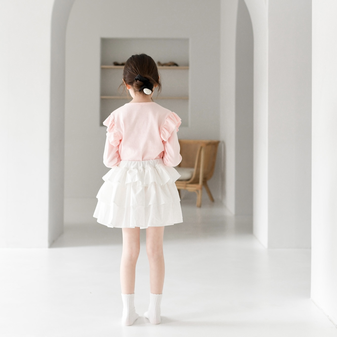 프릴 3단 캉캉 스커트 여름 봄 가을 아이보리 치마 학예회 여아 아동 유아 연주회 이미지 8