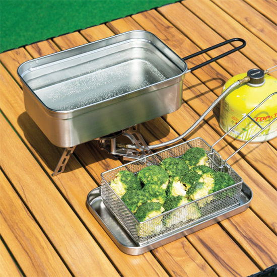 탑앤탑 메스틴 손잡이 사각반합 찜망 세트 스테인레스 경량 캠핑 반합 백패킹