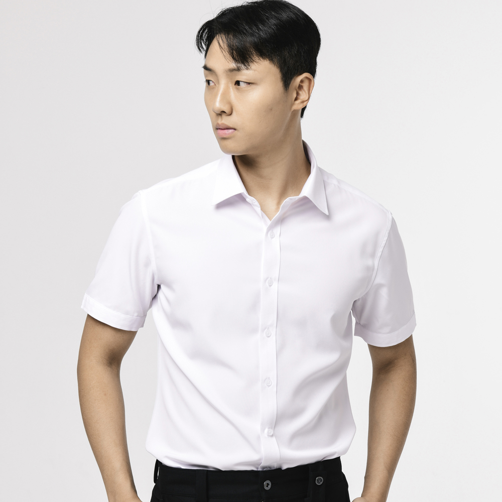 여름 시원한 반팔 구김없는 반슬림 냉감 와이셔츠 4color 이미지 2