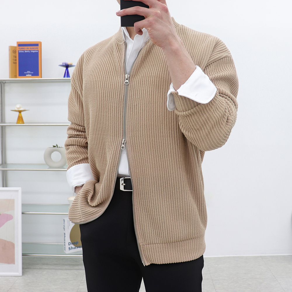 1+1 남자라운드넥가디건 자켓형가디건 남성오버핏가디건 - 상세 이미지 4