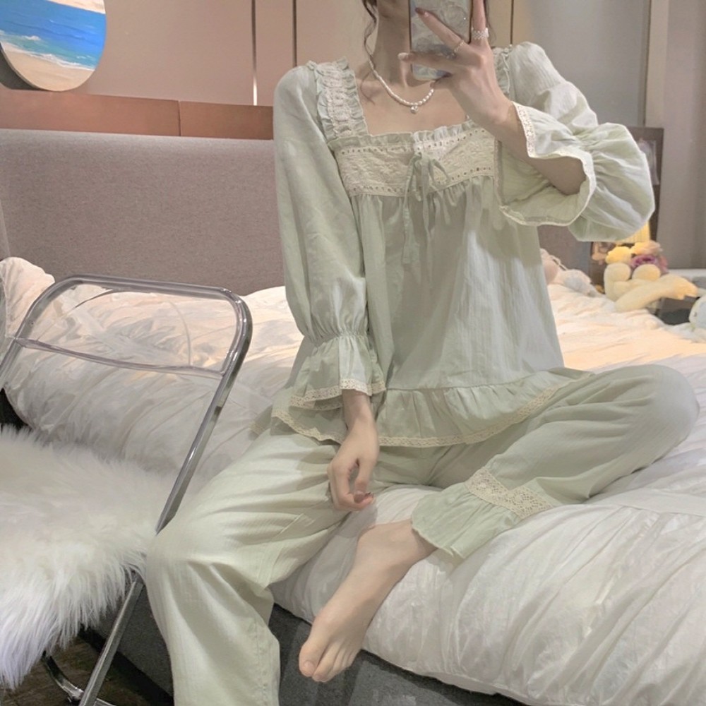 수면잠옷 겨울 원피스잠옷 순면 긴팔 공주 우정 파자마파티 면 - 상세 이미지 5