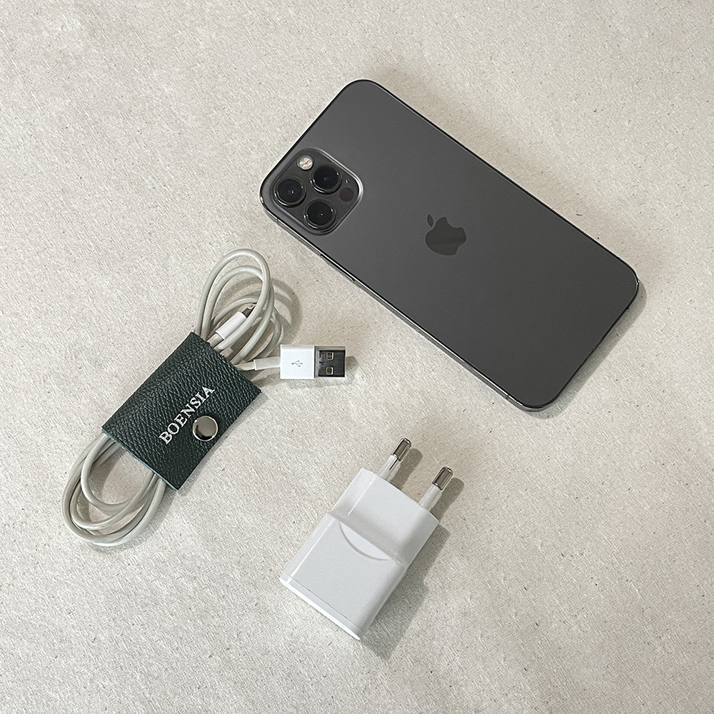 이어폰 줄감개 멀티탭 컴퓨터 USB 충전기 케이블 선정리 전선 정리 이니셜 가죽 홀더 - 상세 이미지 5
