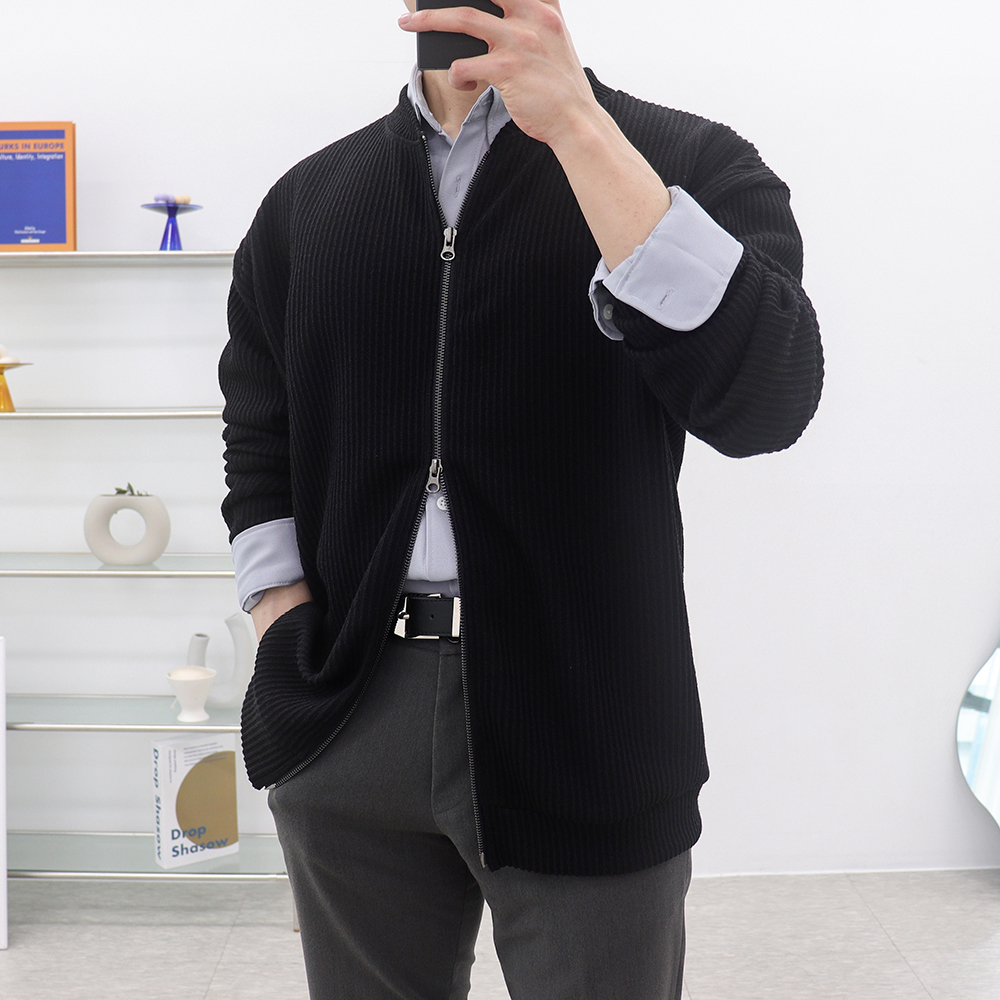 1+1 남자라운드넥가디건 자켓형가디건 남성오버핏가디건 - 상세 이미지 2