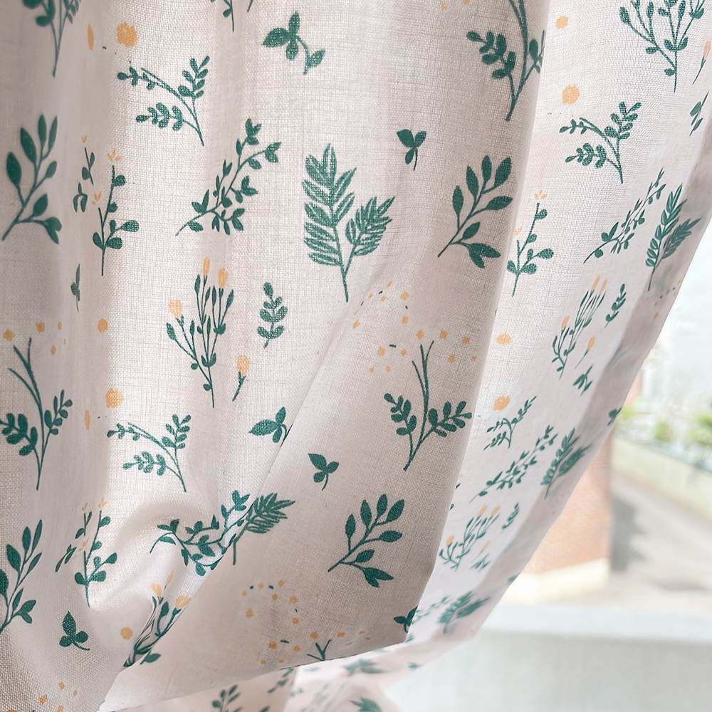 그리너리 꽃무늬커튼 빈티지 아이방 패턴 핀형 면 커튼