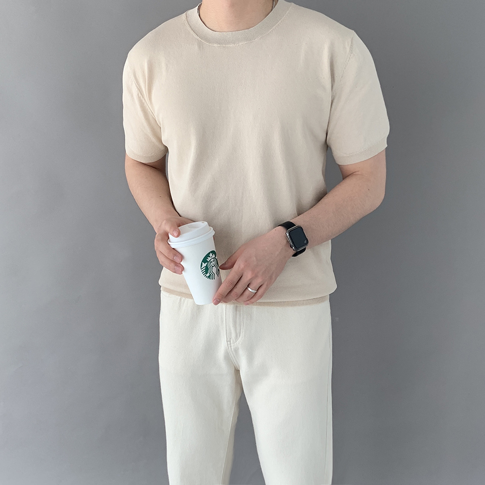 남성여름니트 머슬핏니트반팔 이미지 8
