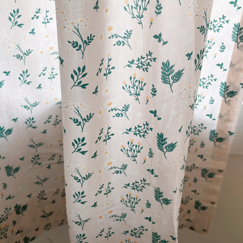 그리너리 꽃무늬커튼 빈티지 아이방 패턴 핀형 면 커튼