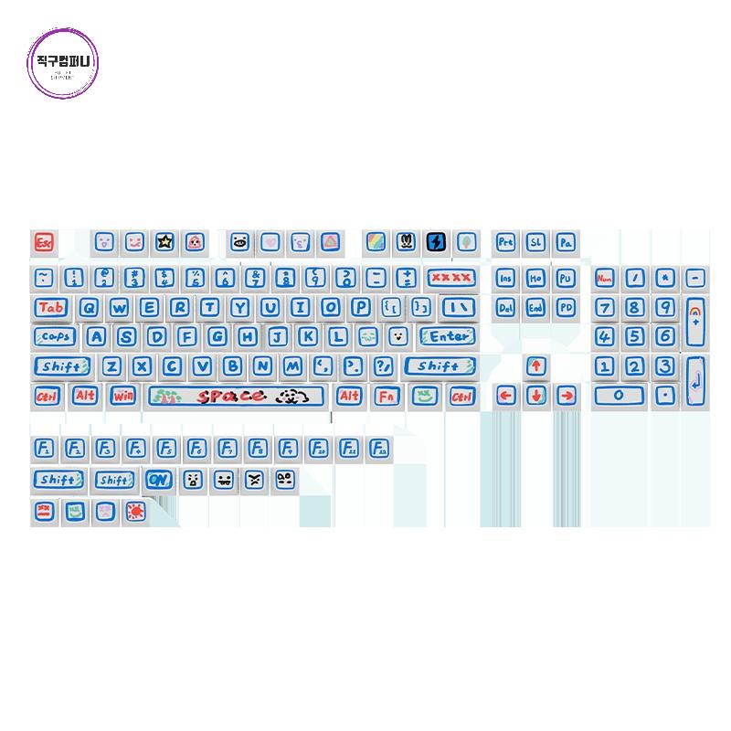 프로필 체리 염료승화 키 그래피티 기계식 키캡 블루 낙서 - 상품 이미지