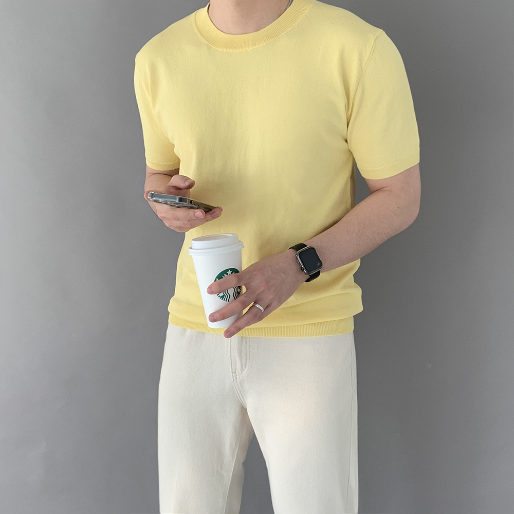 1+1 남성여름니트 머슬핏니트반팔 - 상세 이미지 4