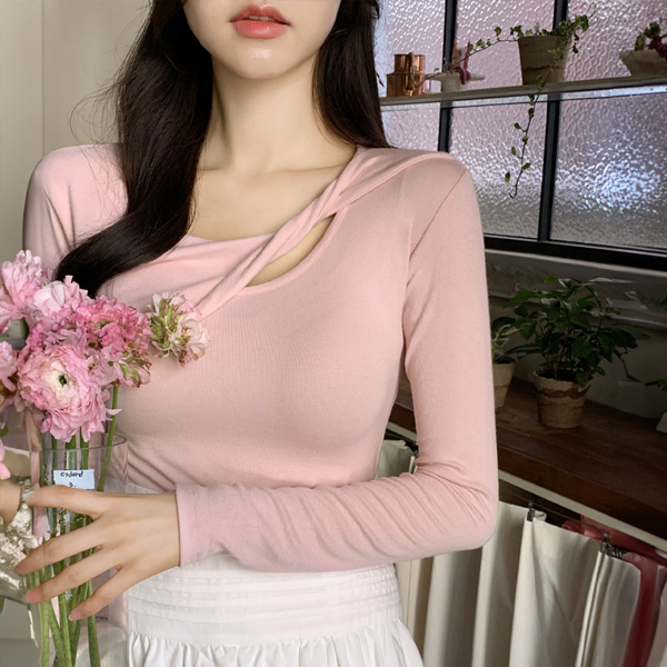 트윗 사선 꼬임 긴팔 티셔츠 ts4027 - 상품 이미지
