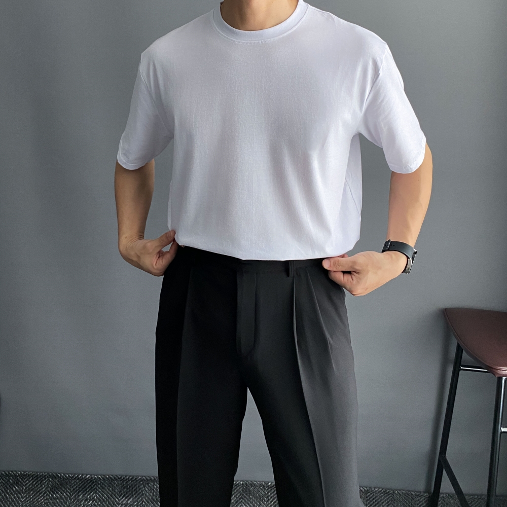 흰색면티 오버핏반팔 20수반팔티 남자레이어드 이미지 3
