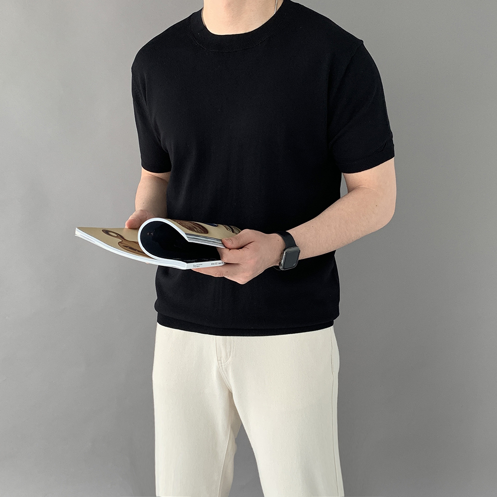 남성여름니트 머슬핏니트반팔 이미지 7