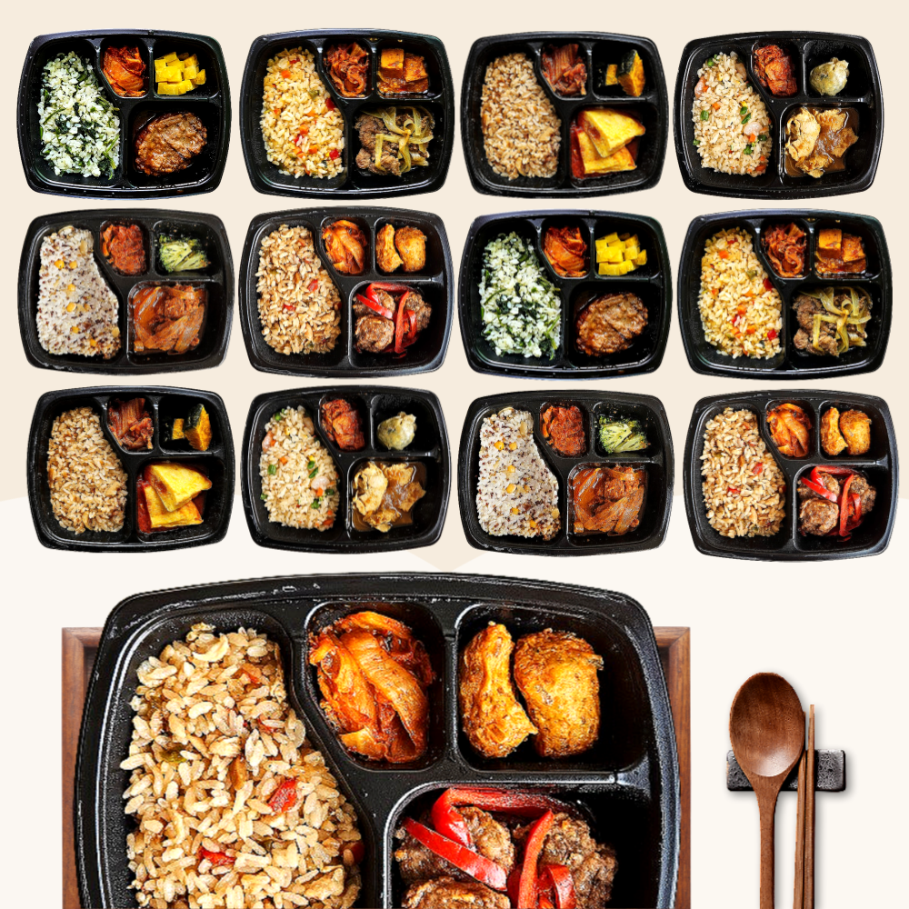 4구 단백질 식단 6종12팩 도시락정기배송 현미 반찬배달 매일 아침 점심 편의점 양많은