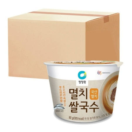 청정원 멸치 컵쌀국수 92g 12입 맛있는 즉석 국수 캠핑 여행 면 음식 건강 간식 음식