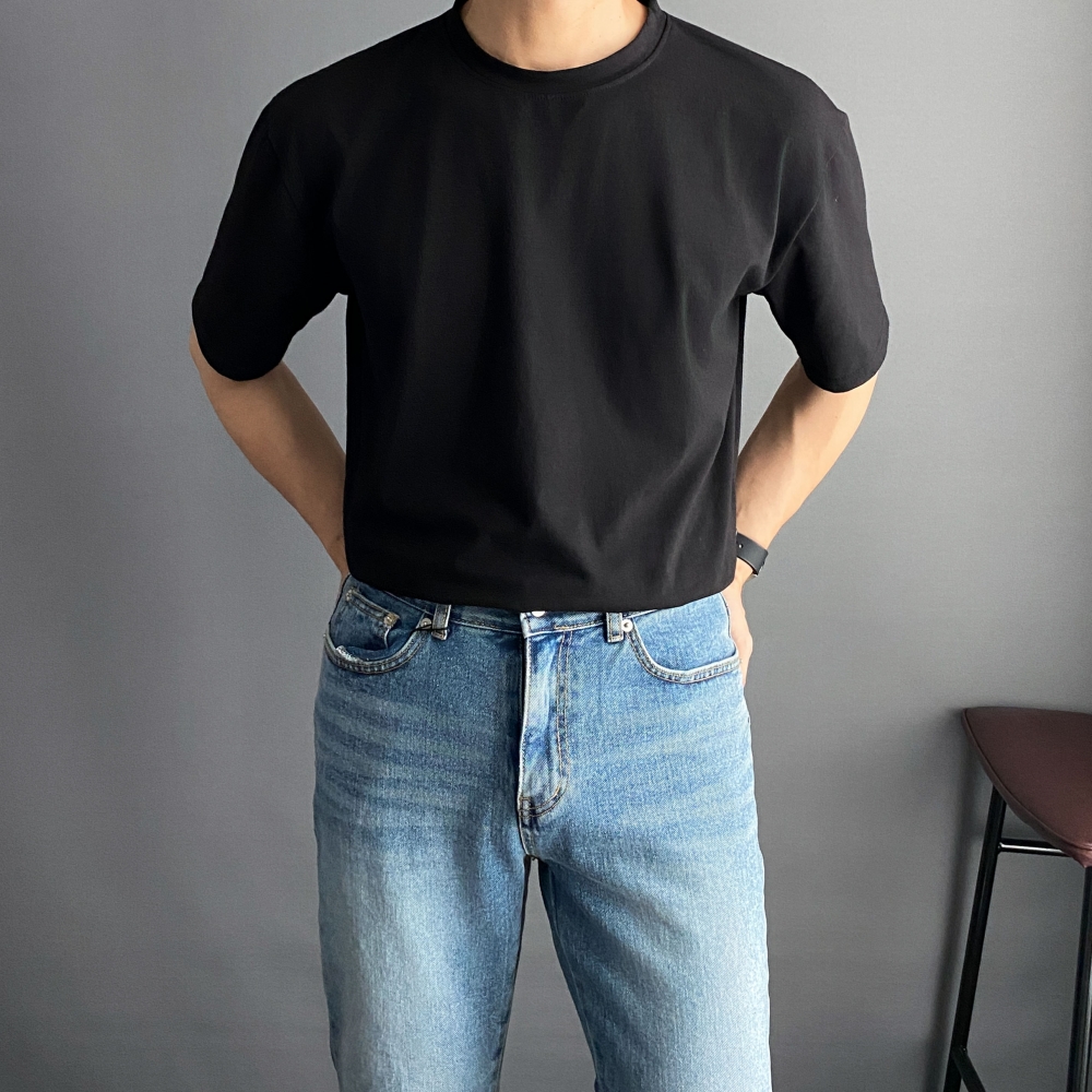 흰색면티 오버핏반팔 20수반팔티 남자레이어드 - 상세 이미지 4