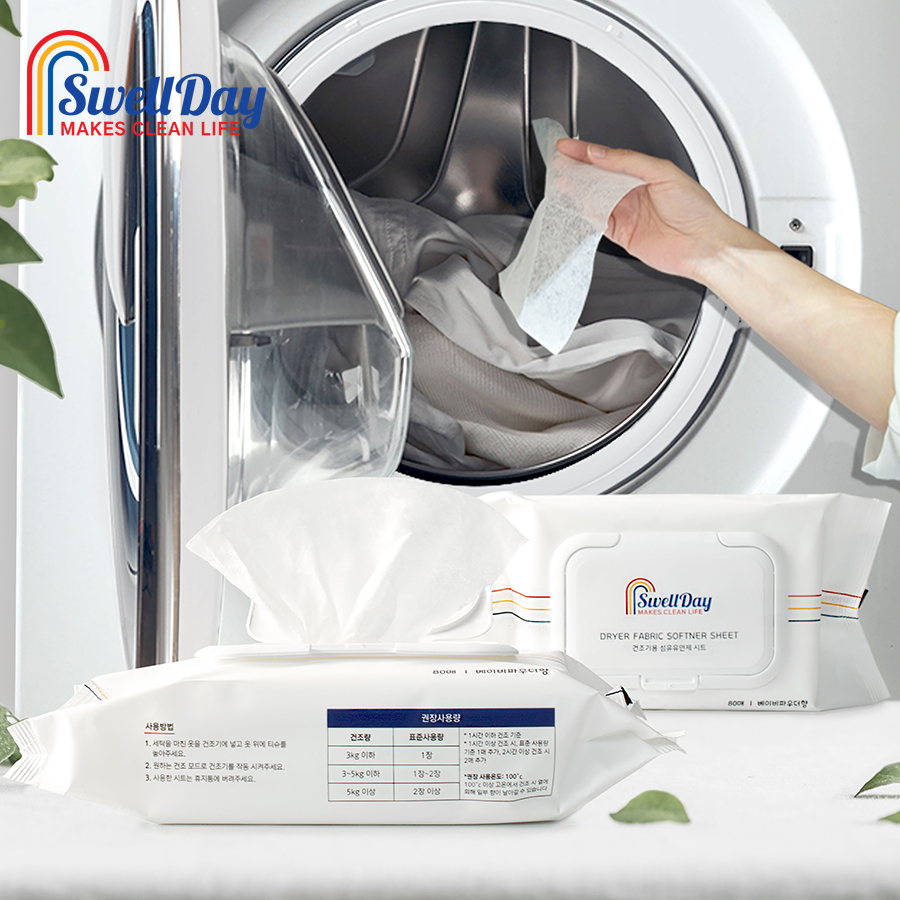 스웰데이 건조기시트 드라이 섬유 유연제 80매+80매 베이비파우더향 정전기방지 섬유보호