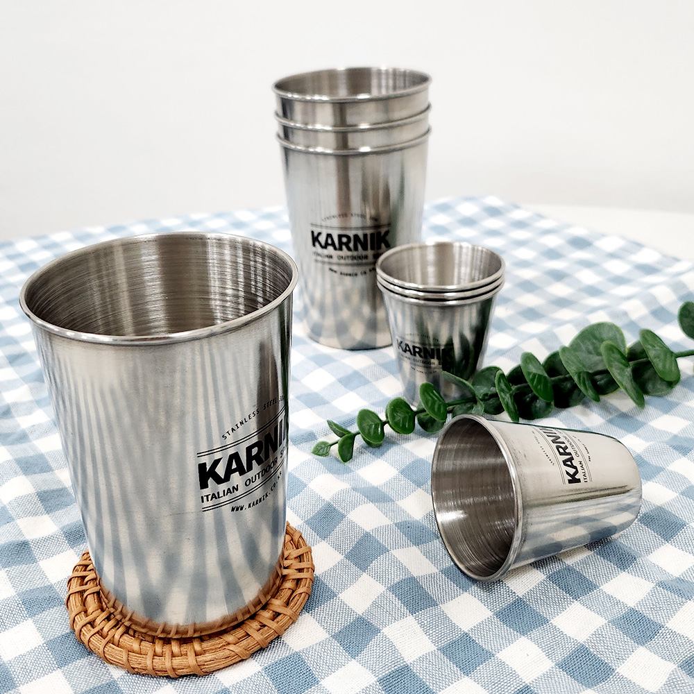 카르닉 304 스텐 캠핑컵 세트 8p 스테인리스 맥주잔 소주잔 나들이 파우치세트