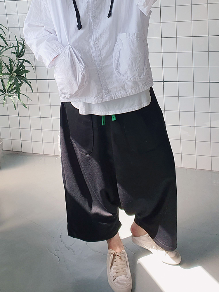 (무배) 하램핏 레그 와이드 9부 배기바지 - 상품 이미지