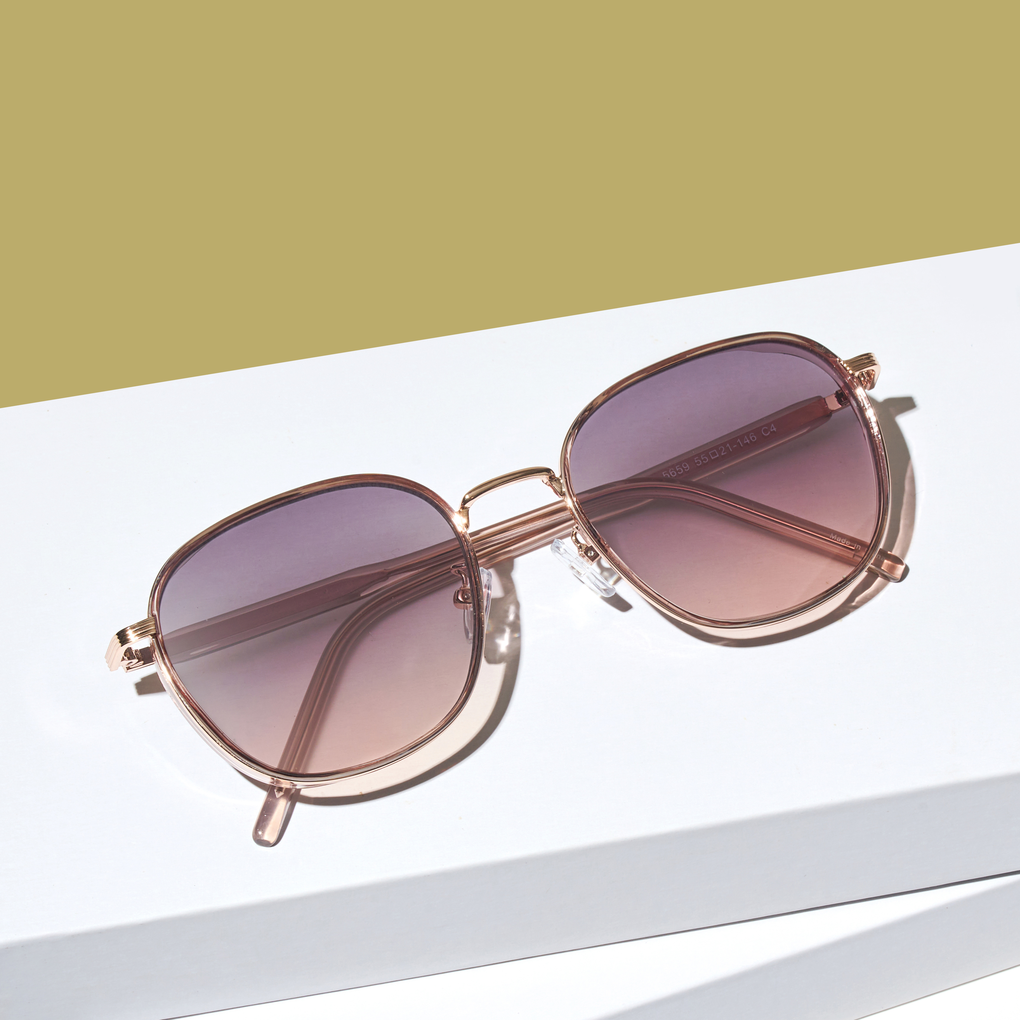 명품 가벼운 UV 자외선 차단 사각 커플 데일리 패션 대두 선글라스 핑크 브라운