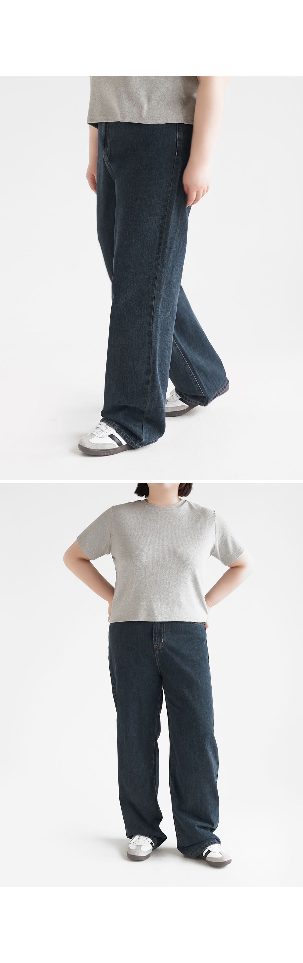 [기획] 빅사이즈 S-2XL 베드린 3기장[숏,기본,롱] 세미 와이드 히든 밴딩 데님 팬츠 청바지 상세 이미지 34