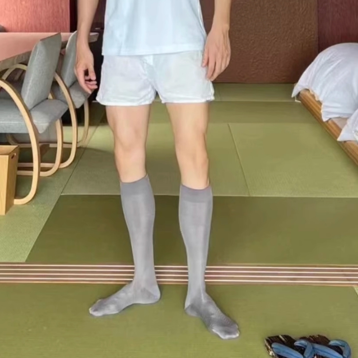 LK 남성 무지장목양말 직장인 롱 정장양말 남성 고급 실켓면 무릎삭스 - 상세 이미지 5