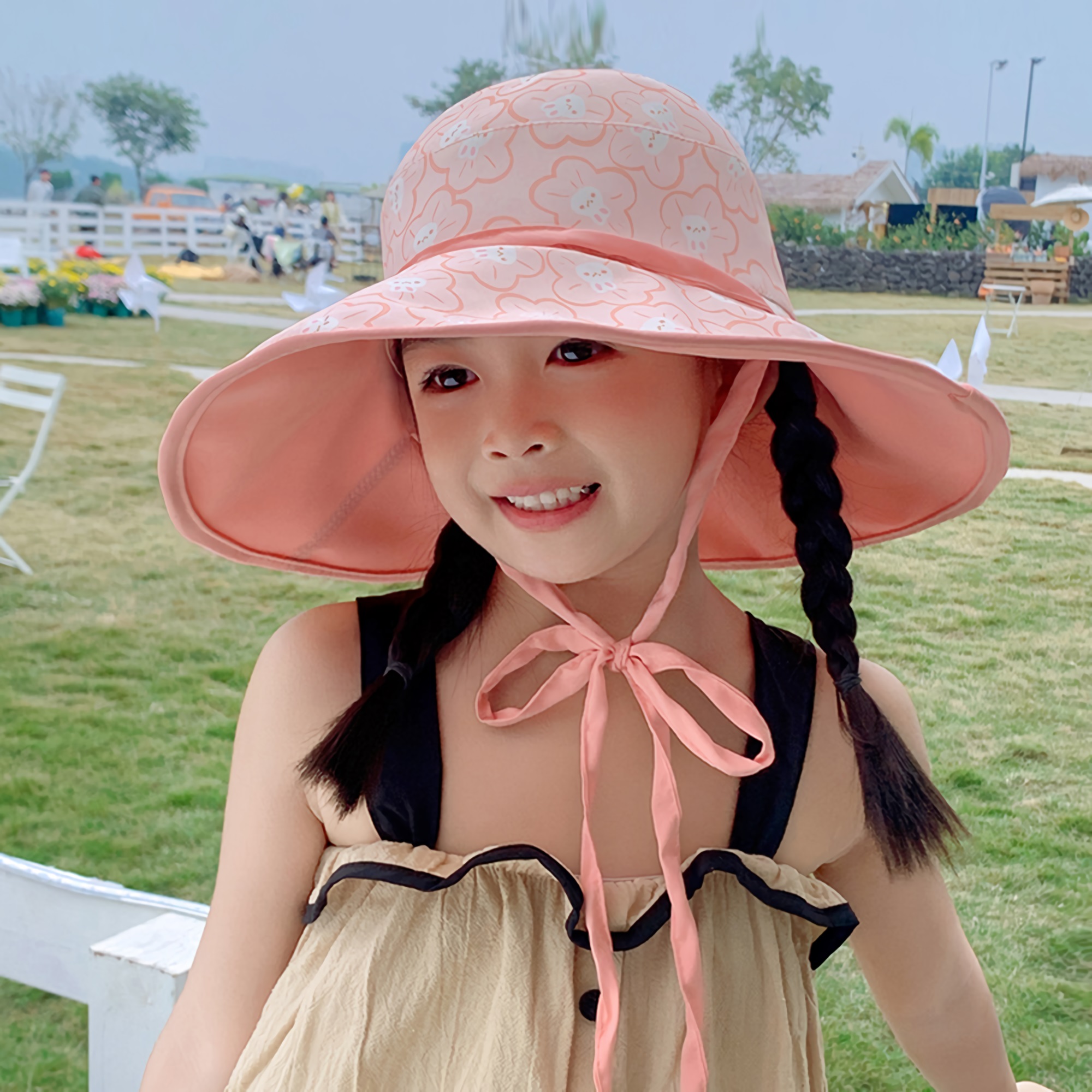 유아 키즈 아동 어린이 여아 초등 여름 햇빛 가리개 썬햇 차양 버킷 햇 비치 챙 모자 - 상세 이미지 3