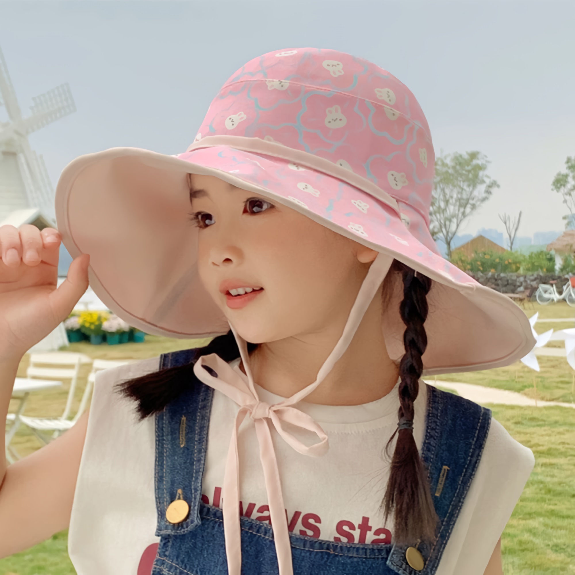 유아 키즈 아동 어린이 여아 초등 여름 햇빛 가리개 썬햇 차양 버킷 햇 비치 챙 모자 - 상세 이미지 5