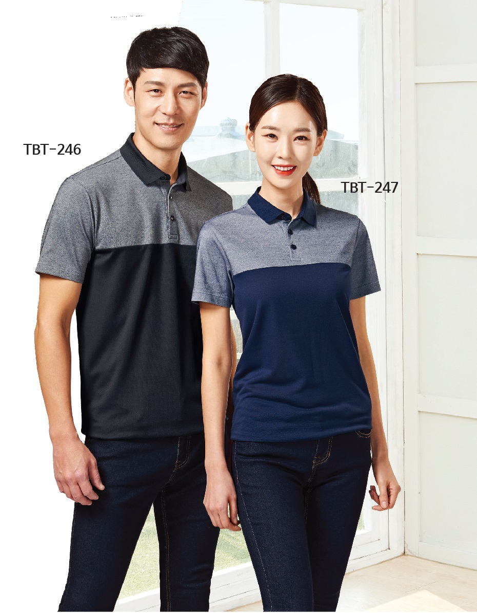 티뷰크 TBT-246 247 회사 근무복 2단 배색 폴로 티셔츠 여름 반팔티 작업 근무복 - 메인 이미지