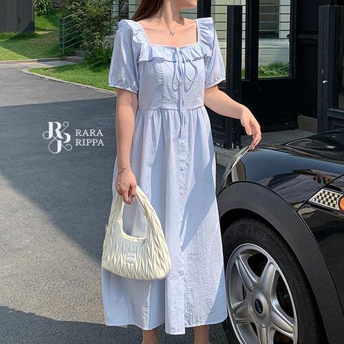 빅사이즈 여름 원피스 반팔 스트라이프 시원한 데일리룩 - 상세 이미지 2