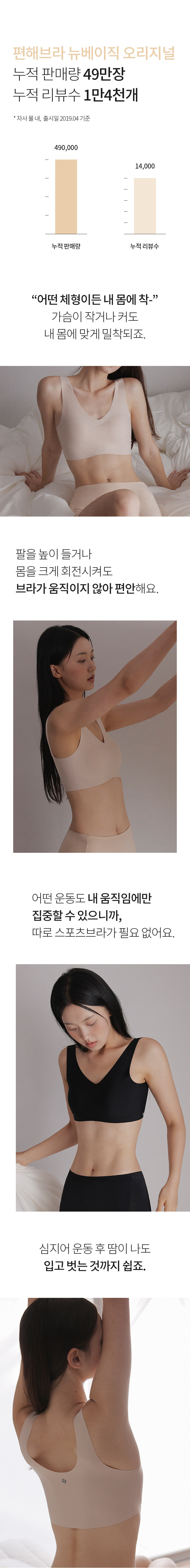 슬림9 뉴베이직 오리지널 편해브라 3매 여자속옷 심리스 브라 판매처 상세 정보 이미지 3