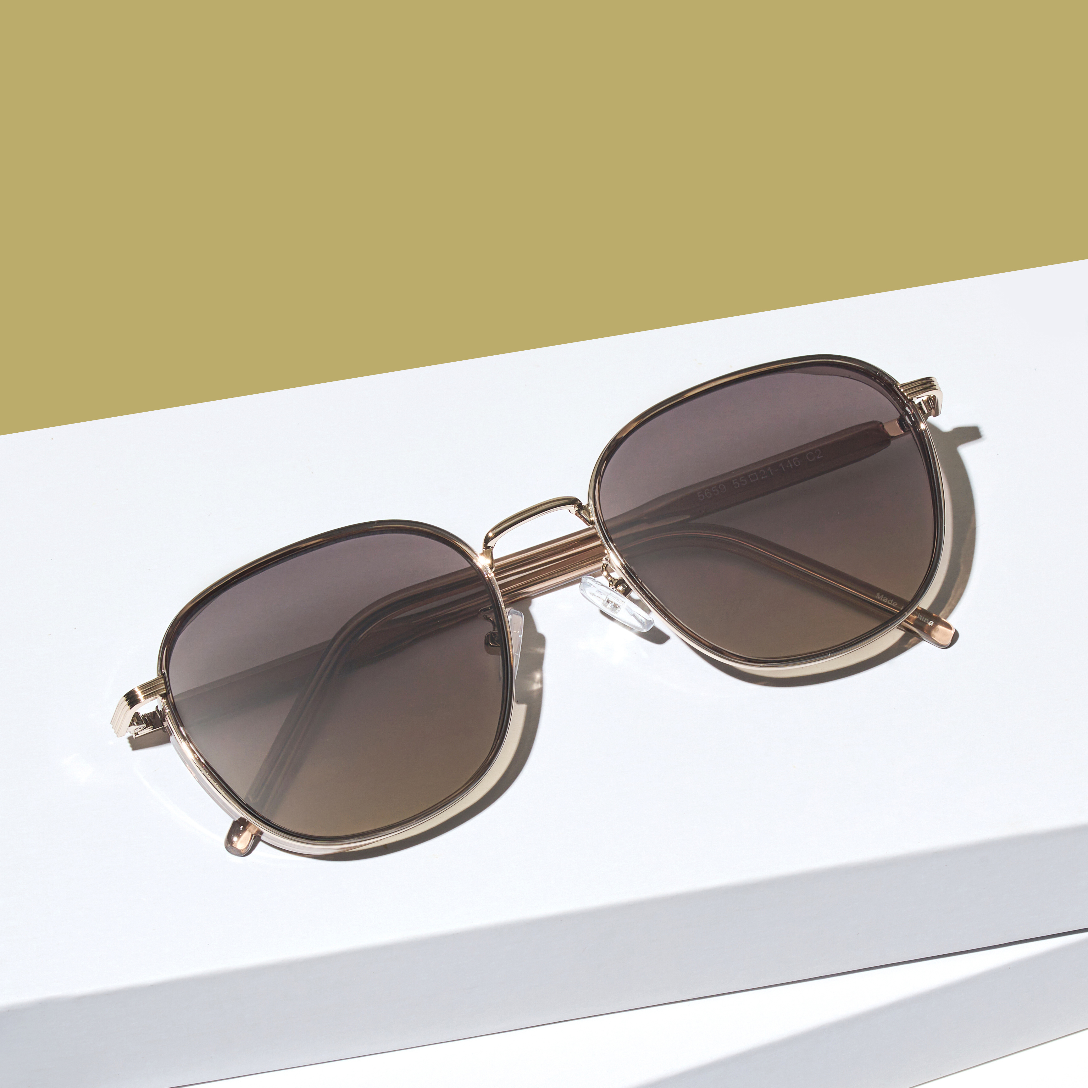 명품 가벼운 UV 자외선 차단 사각 커플 데일리 패션 대두 선글라스 핑크 브라운