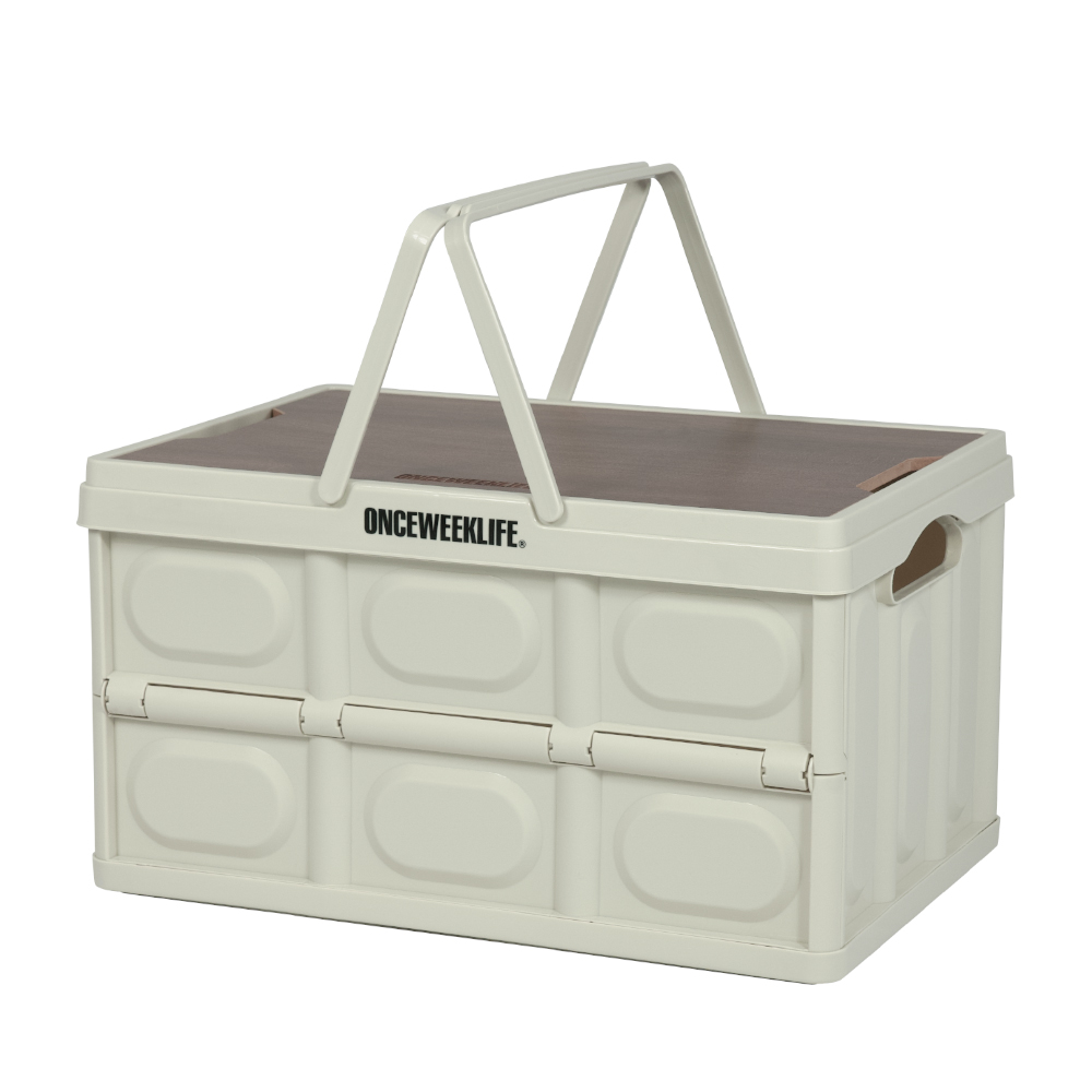 원스위크라이프 캠핑 손잡이 접이식 수납 폴딩 박스 상판 테이블 50L, 아이보리