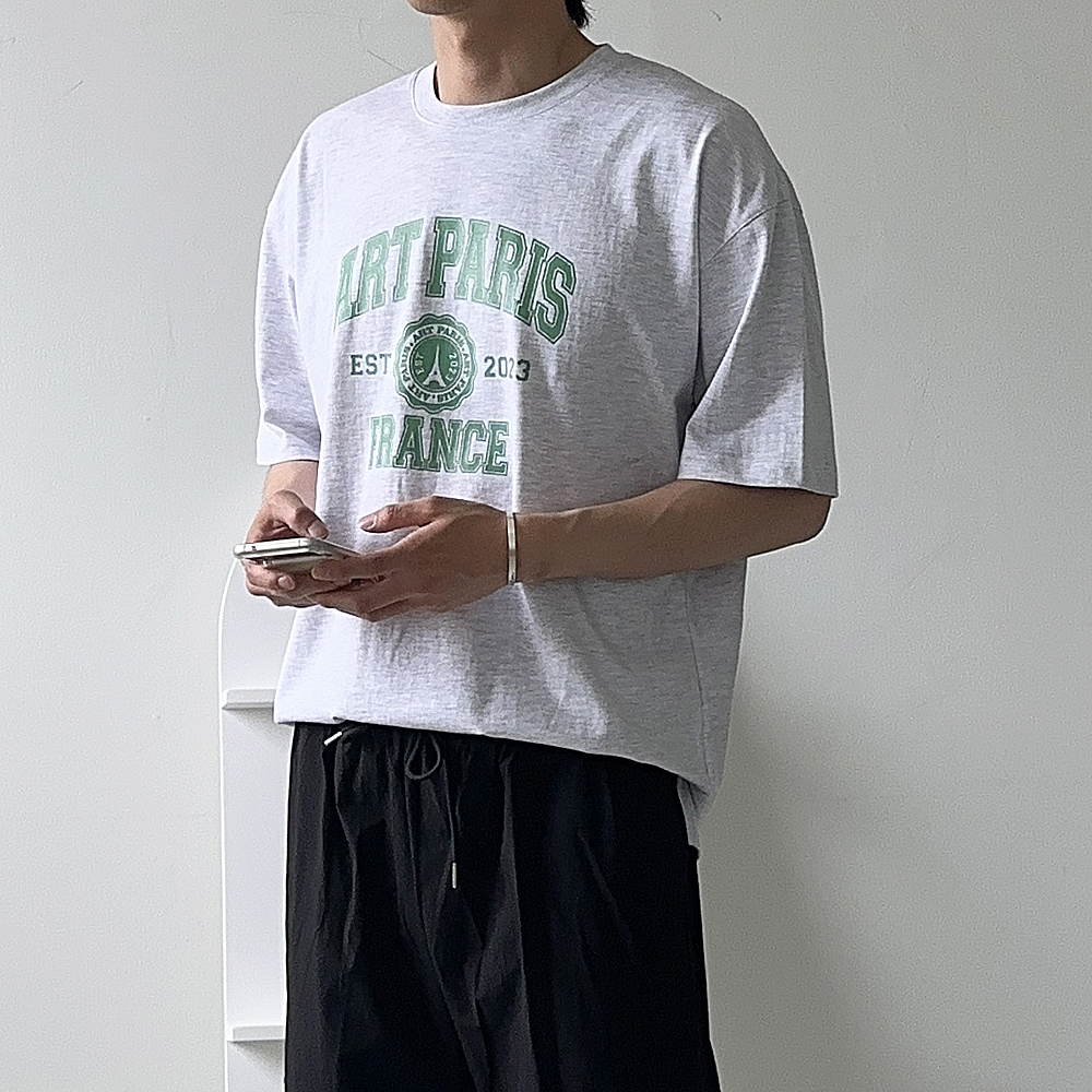 남자 오버핏 반팔티 수피마 나염 반팔 티셔츠 - 상세 이미지 3