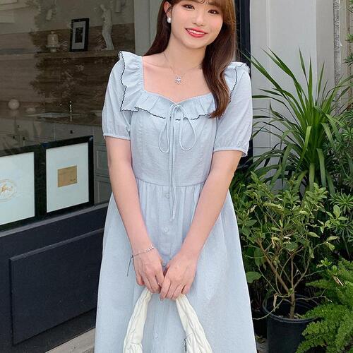 빅사이즈 여름 원피스 반팔 스트라이프 시원한 데일리룩 이미지 8