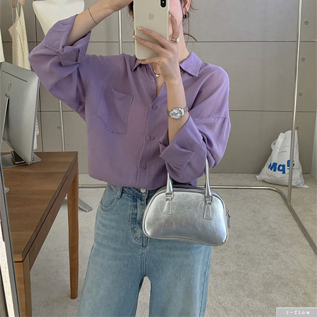 버터플 시스루 커버업 오버핏 카라 하프 셔츠 8col 여름 봄 린넨 루즈핏 제이플로우 - 상세 이미지 5