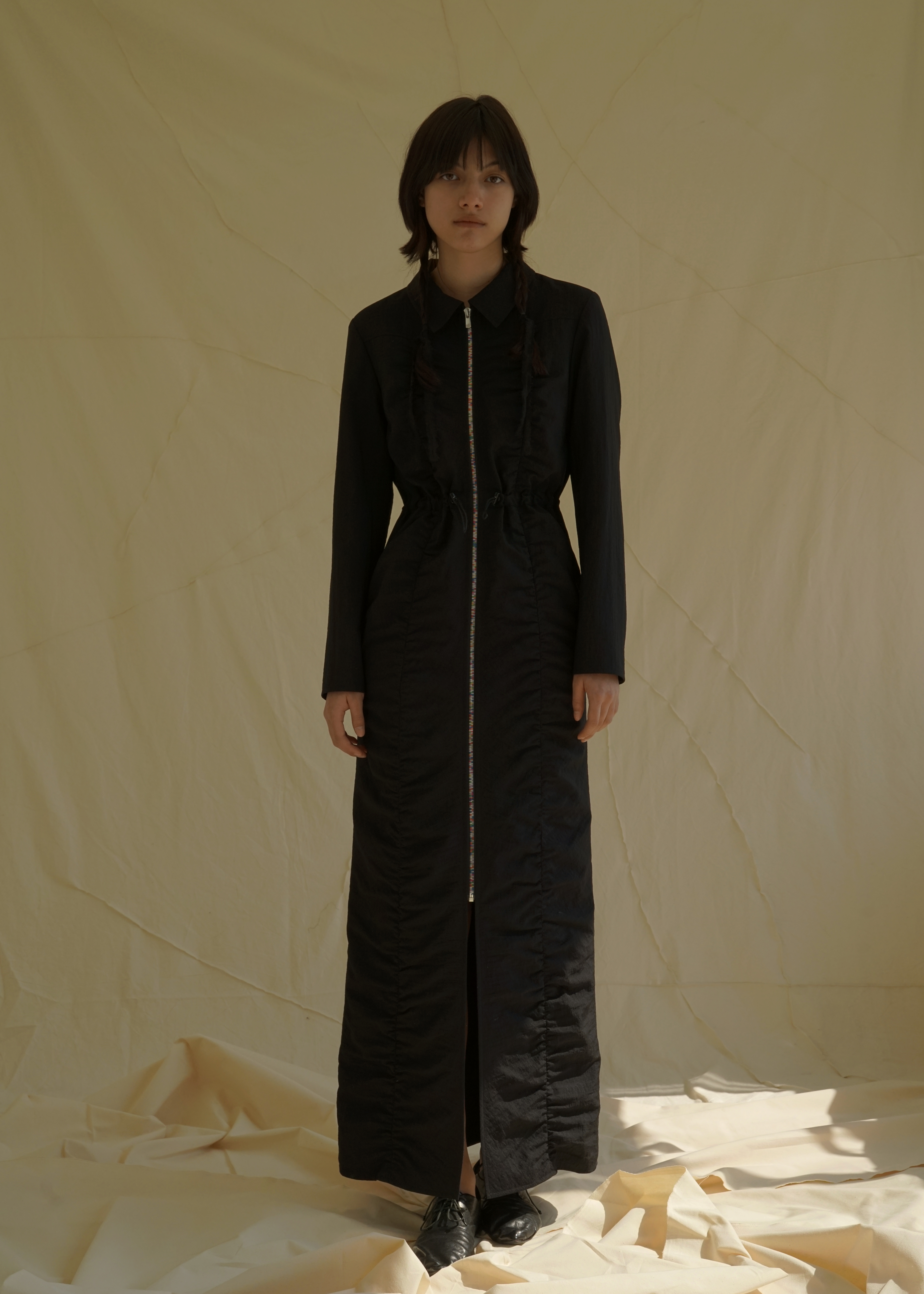 루드 나일론 셔링 롱 코트 원피스 국산 원단 Dress 01 - 상세 이미지 2