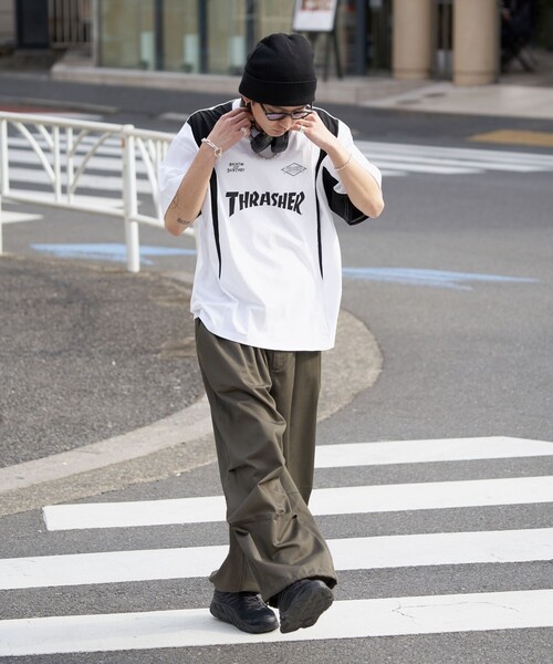 THRASHER x PUBLUX 퍼블럭스 슬러셔 별주 브랜드 로고 게임 티 화이트 블랙 - 상세 이미지 5
