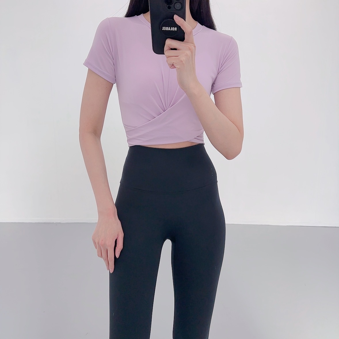로라벨 풀앤 필라테스복 여성 요가복 필라테스 요가 상의 옷 커버업 운동복 탑 반팔 크롭 - 상세 이미지 3