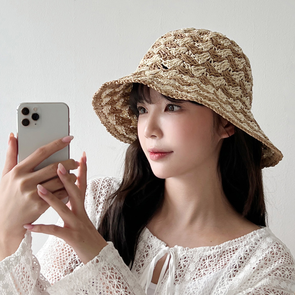 동대문모자 지그재그 라탄 밀짚 버킷햇 라피아햇 여성 여름 벙거지모자 이미지 7
