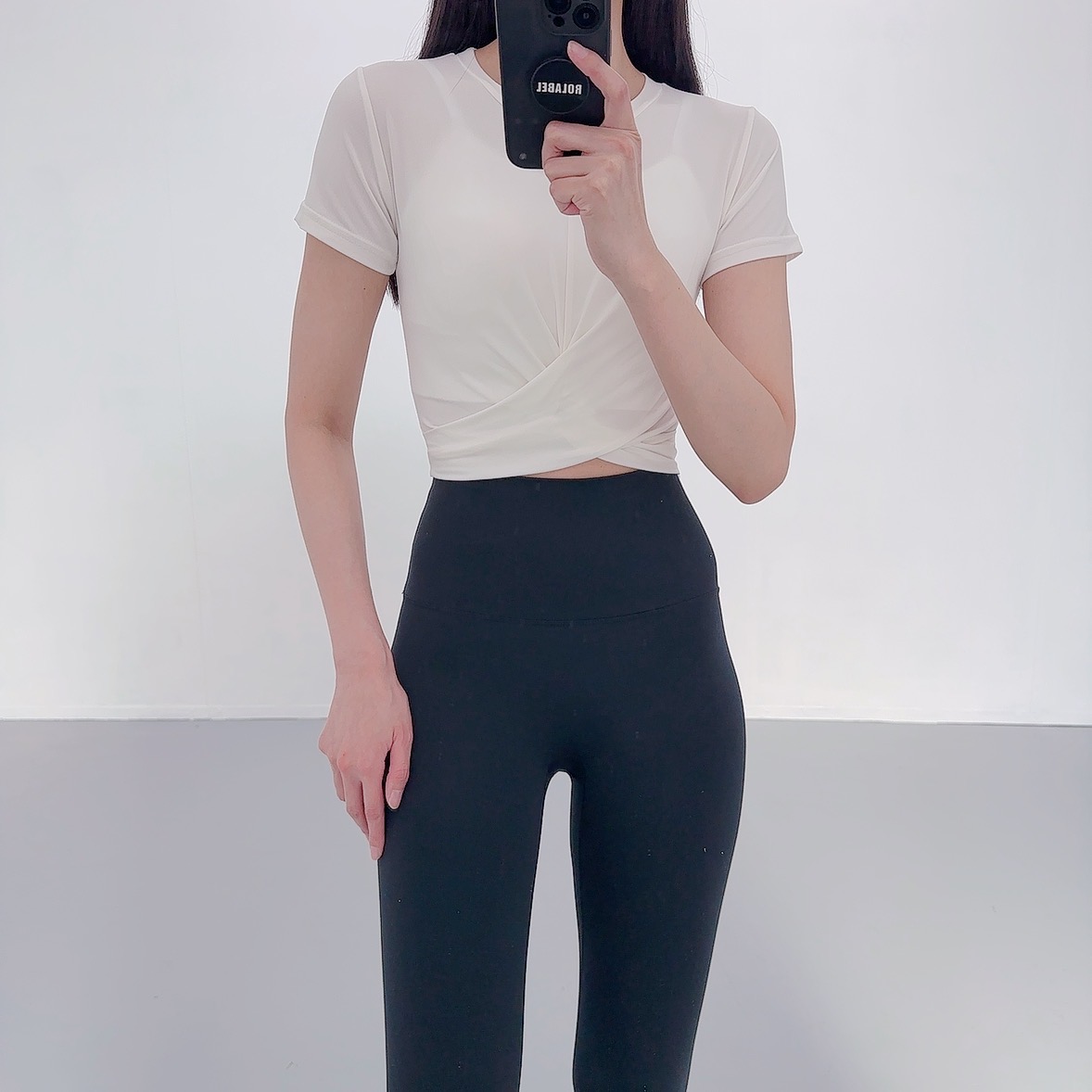로라벨 풀앤 필라테스복 여성 요가복 필라테스 요가 상의 옷 커버업 운동복 탑 반팔 크롭 - 상세 이미지 5
