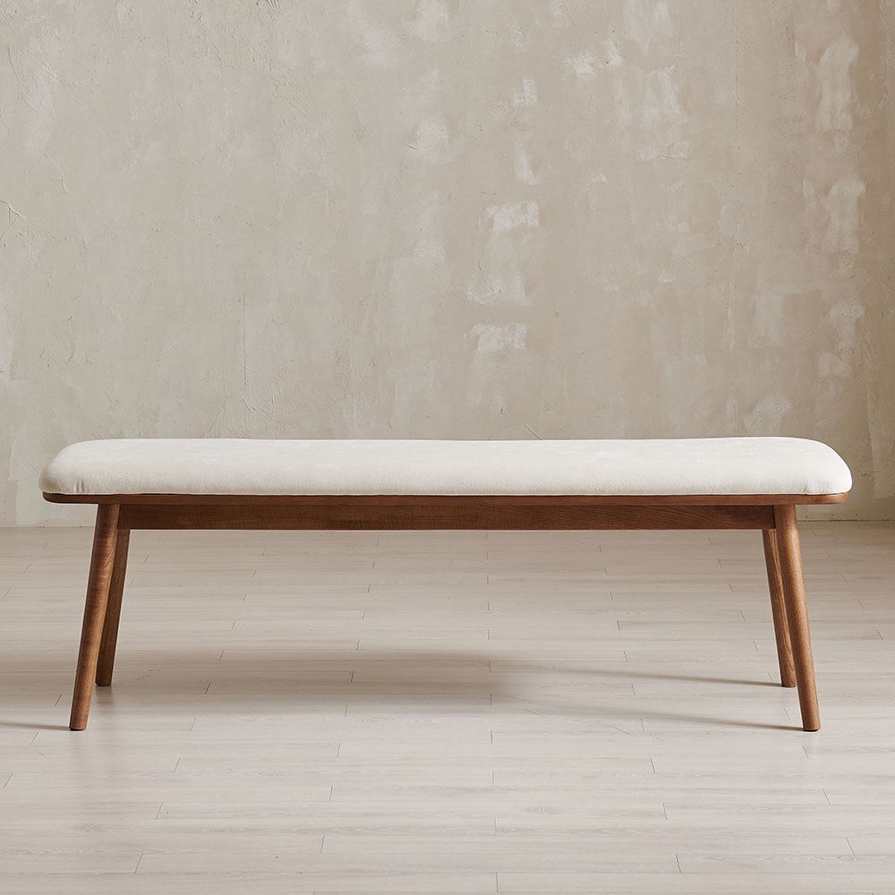 스코나 세커스 물푸레 애쉬 원목 아쿠아텍스 패브릭 3인 등받이 벤치 의자