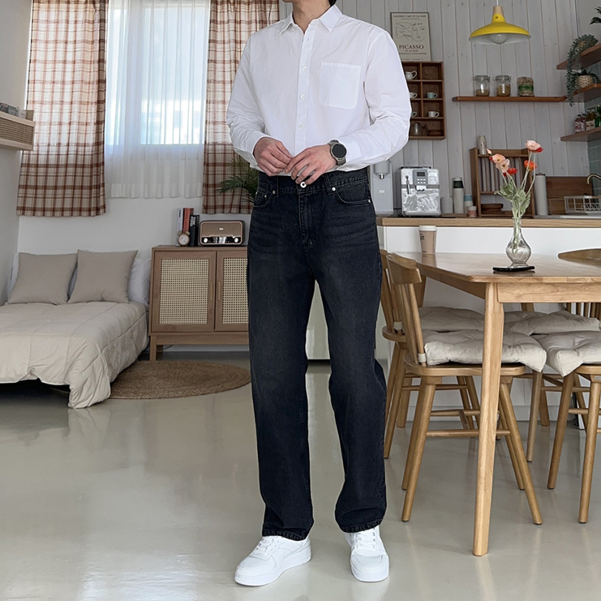 남자 청바지 빅사이즈 데님 와이드 청바지 - 상세 이미지 4