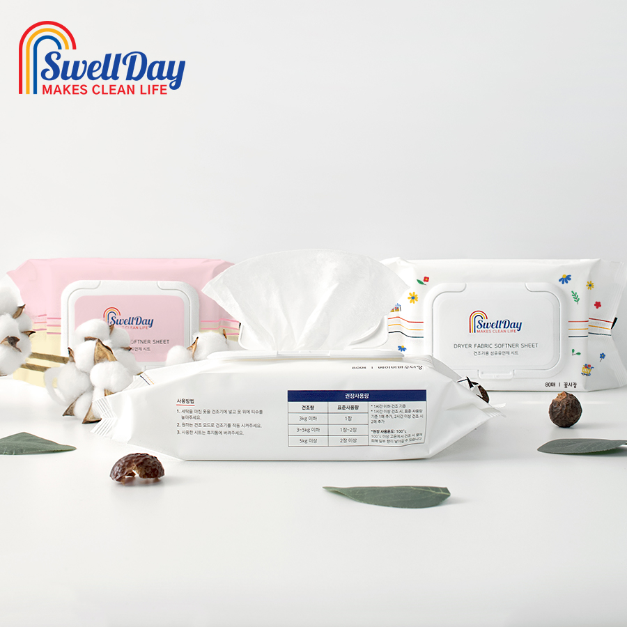 스웰데이 건조기시트 드라이 섬유 유연제 80매+80매 베이비파우더향 정전기방지 섬유보호